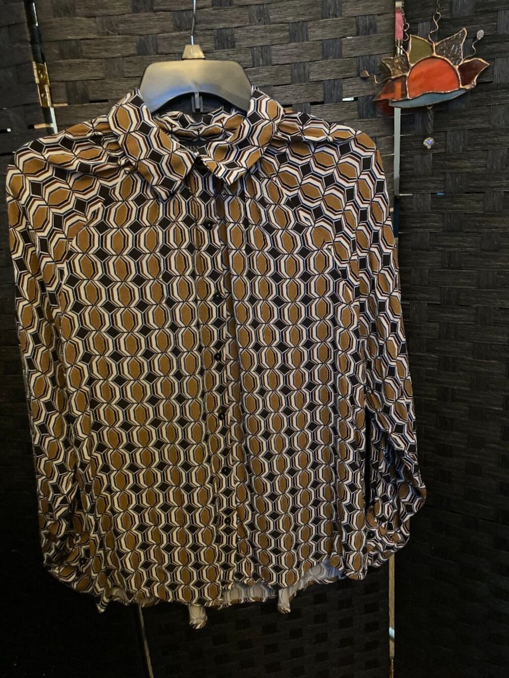 Dress Forum Groovy Brown Button‑Down Blouse